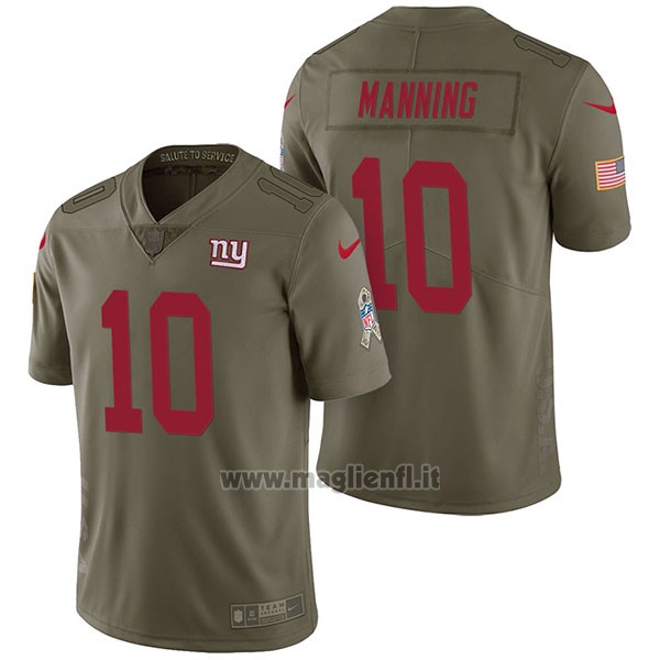 Maglia NFL Limited New York Giants 10 Eli Manning 2017 Salute To Service Verde